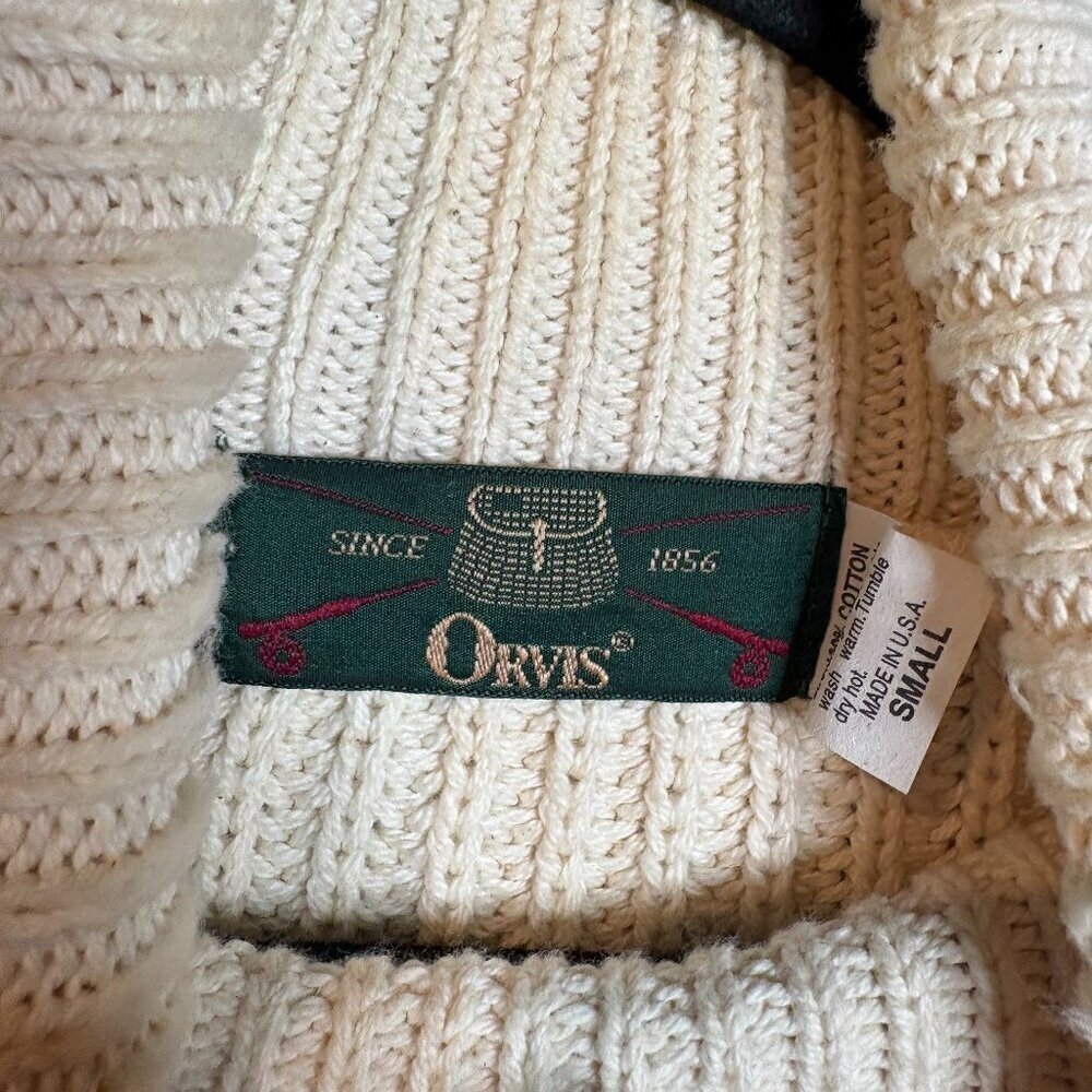 Vtg. Orvis off white chunky fisherman sweater - Picture 3 of 5